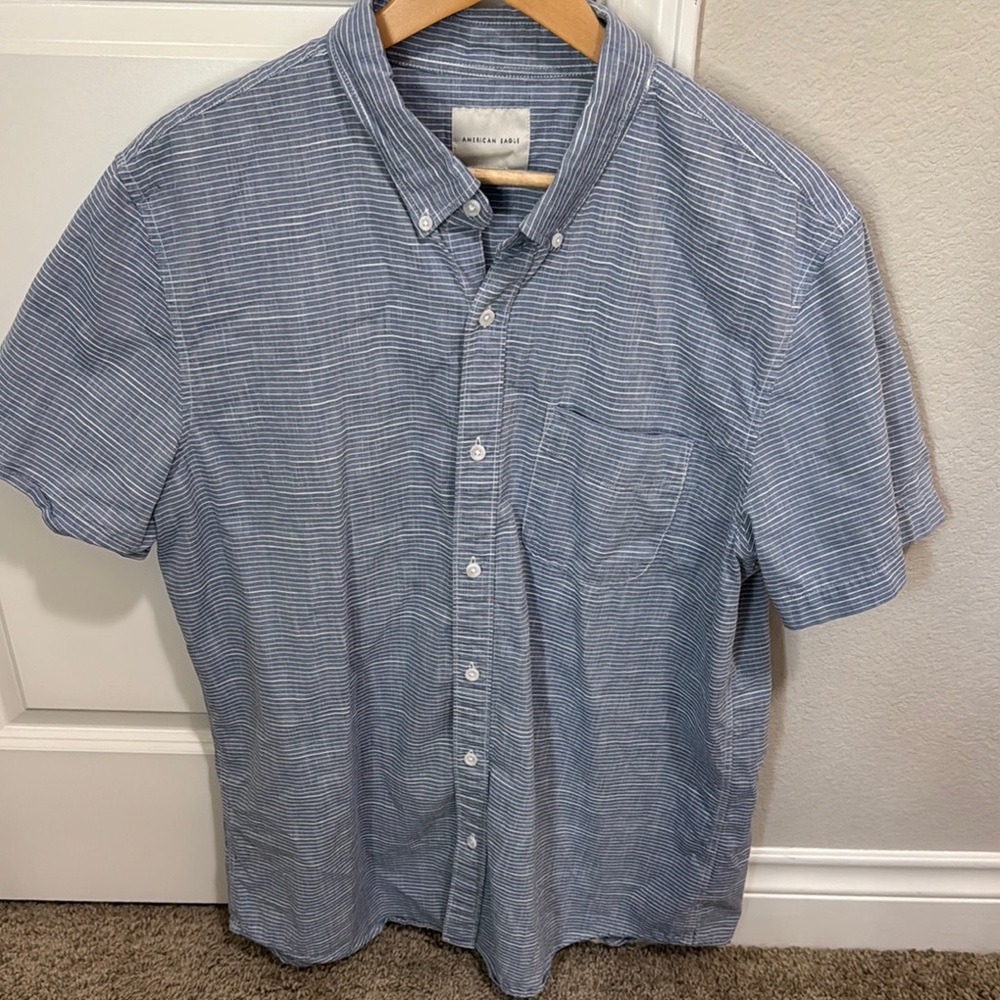 American Eagle Outfitters Blue Casual Button Down Shirt